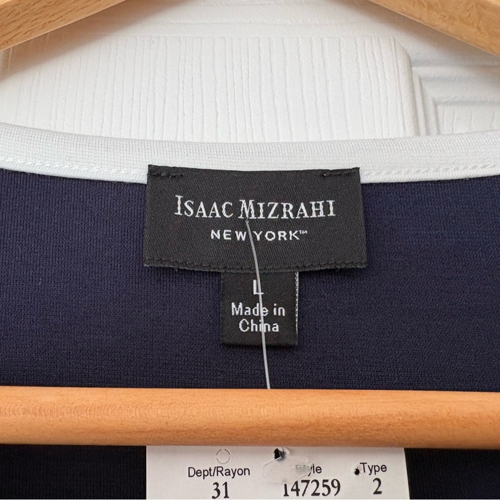 Isaac Mizrahi Navy Shift Dress with White Trim - Picture 5 of 12